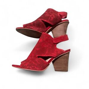 Elegant Red Women's Heeled Sandals